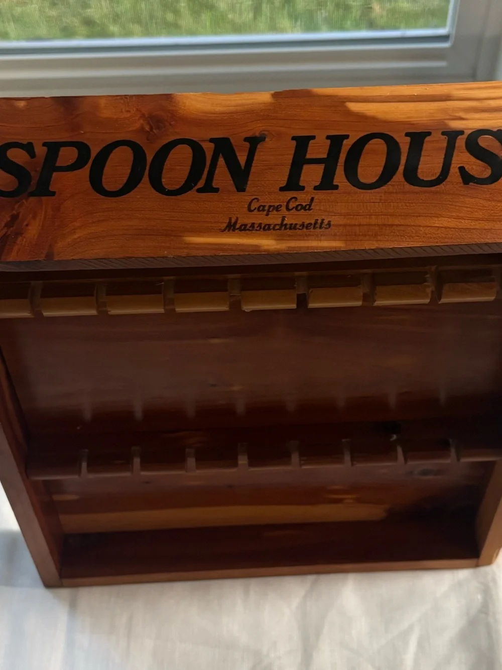 Vintage Cape Cod MA Spoon House Cedar Wood Wall Rack - Natural Cedar